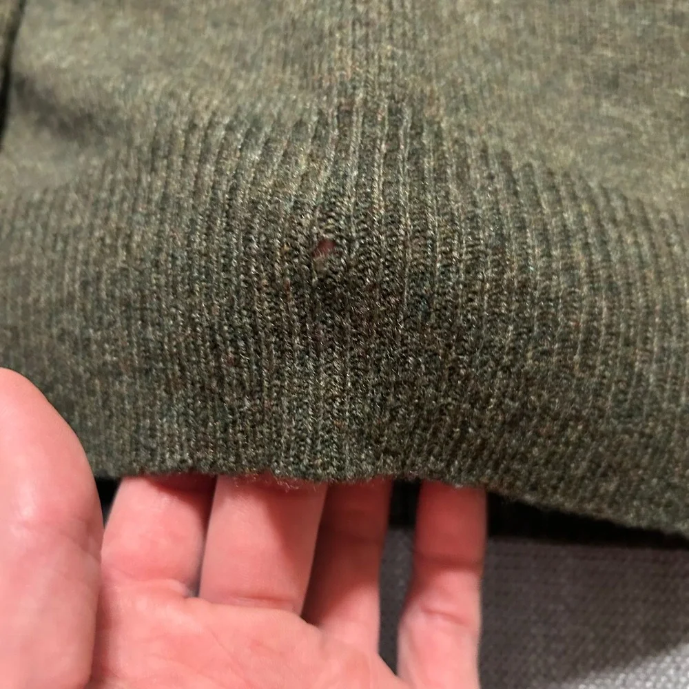VTG Y2K Polo Ralph Lauren V-Neck Sweater Mens M Olive Green Lambswool Pony Logo